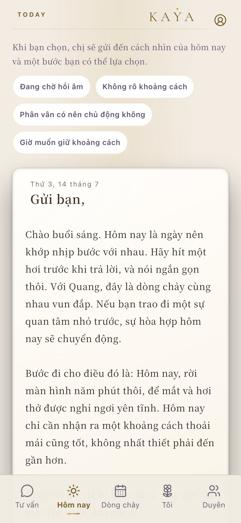 Đọc một câu, chọn một việc có thể làm hôm nay.